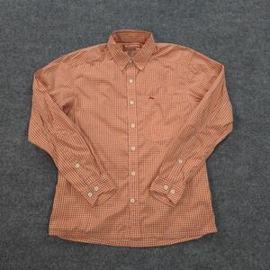 Simms Shirt‎ Mens Small Orange Gingham Westshore Performance Fishing Hike Camp